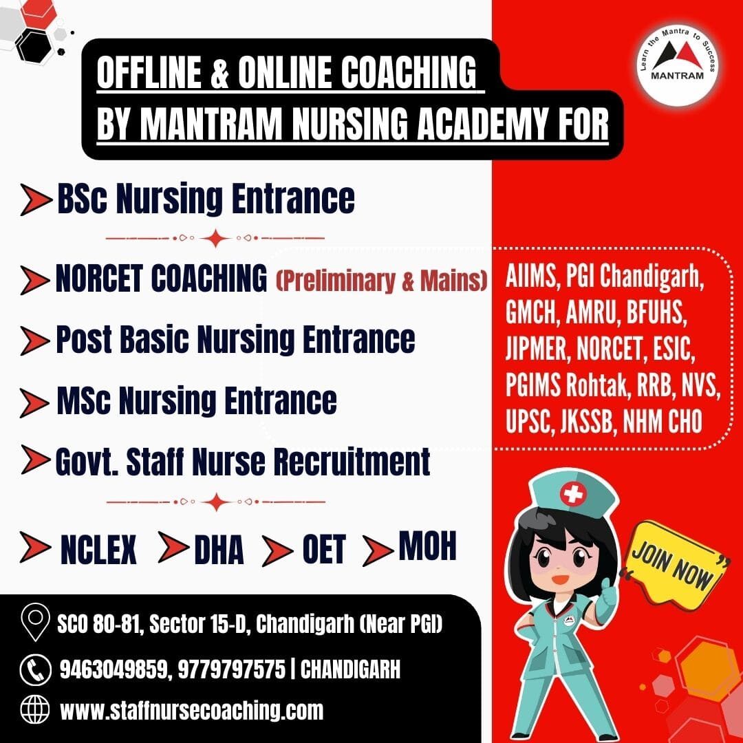 Best BSc/MSc/Post Basic Nursing Entrance & Staff Nurse Nursing Officer Coaching